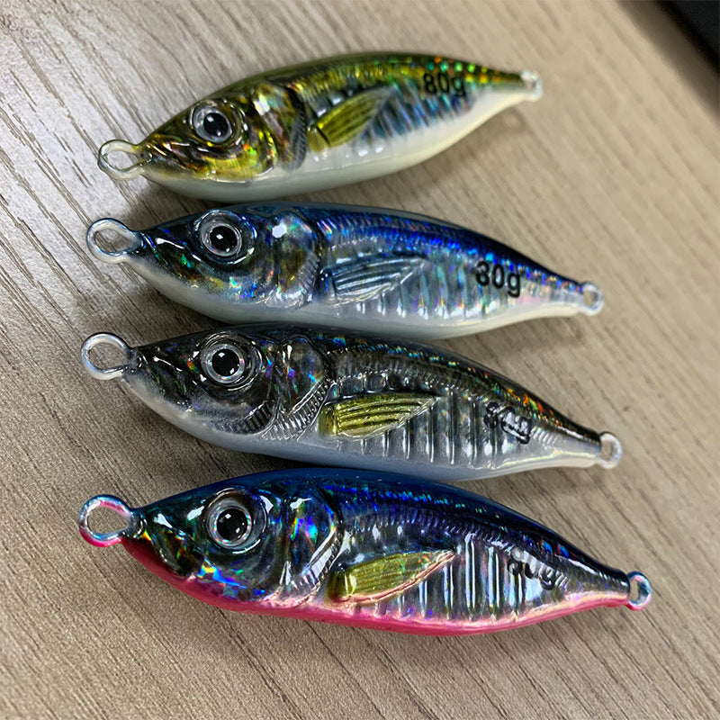 New 60g 80g metal jig 3d Hard Simulation Printing Fishing Jig Pesca Salt Water Sea Fishing Lure Slowing Jigging Lure