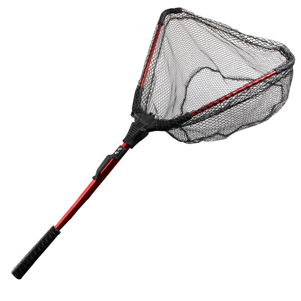 Factory direct sales aluminum alloy reinforced foldable retractable portable triangle hand fishing net fishing net