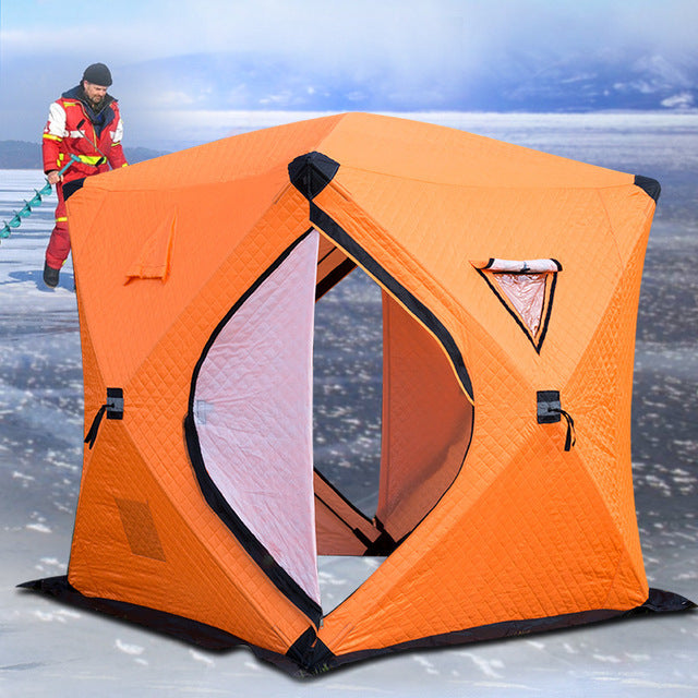 2022 wholesale Portable Ice Shelter Pop-up Ice Fishing Tent Shanty 3-4 Person with Carrying Bag and Ice Anchors YOURSJOYS