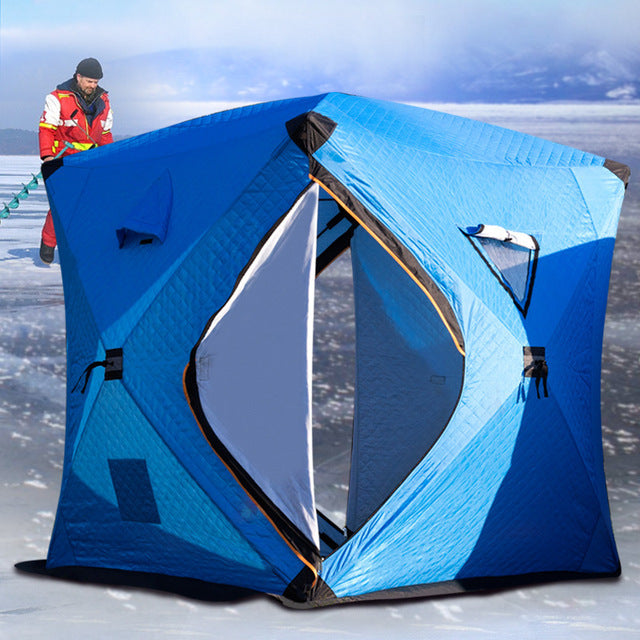2022 wholesale Portable Ice Shelter Pop-up Ice Fishing Tent Shanty 3-4 Person with Carrying Bag and Ice Anchors YOURSJOYS