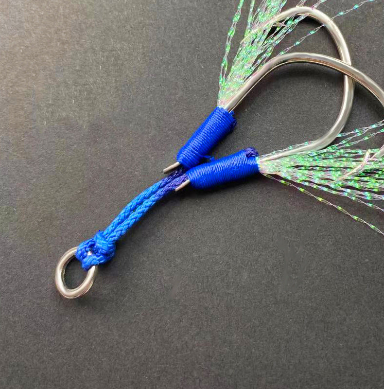 high carbon steel hand made saltwater double hooks Jigging Hook with barb jigging twin assist hooks